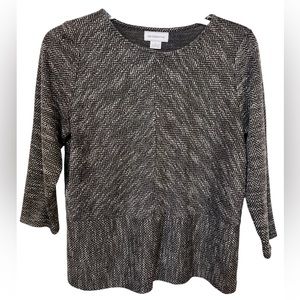 Liz Claiborne NWOT Pull Over Black and White Tweed 3/4 Length Sleeves Si…